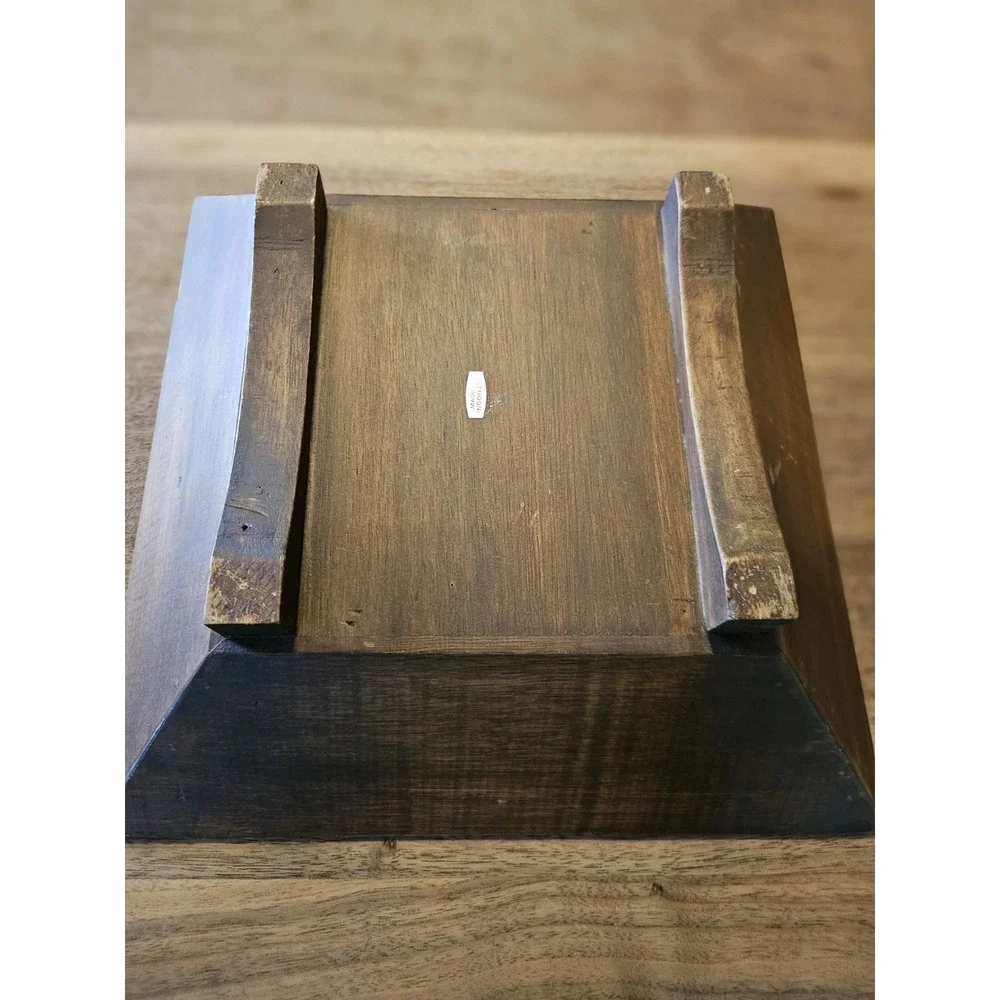Vintage Wooden Tray With Capiz Shell Mossaic Base. Perfect Entryway Bowl